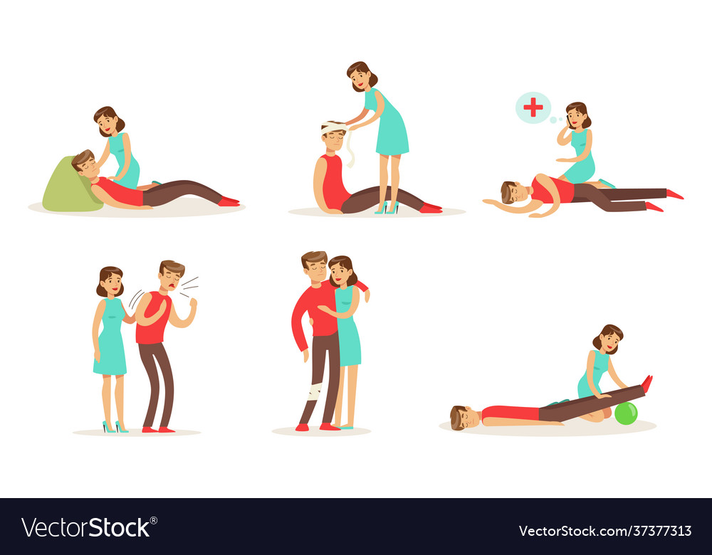 Set Emergency First Aid Resuscitation Royalty Free Vector 7013