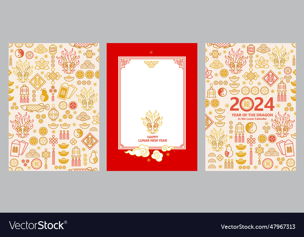 Set of banners posters cards with line art vector image Set of banners posters cards with line art