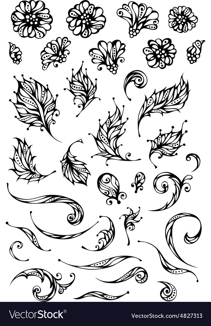 Set of floral elements