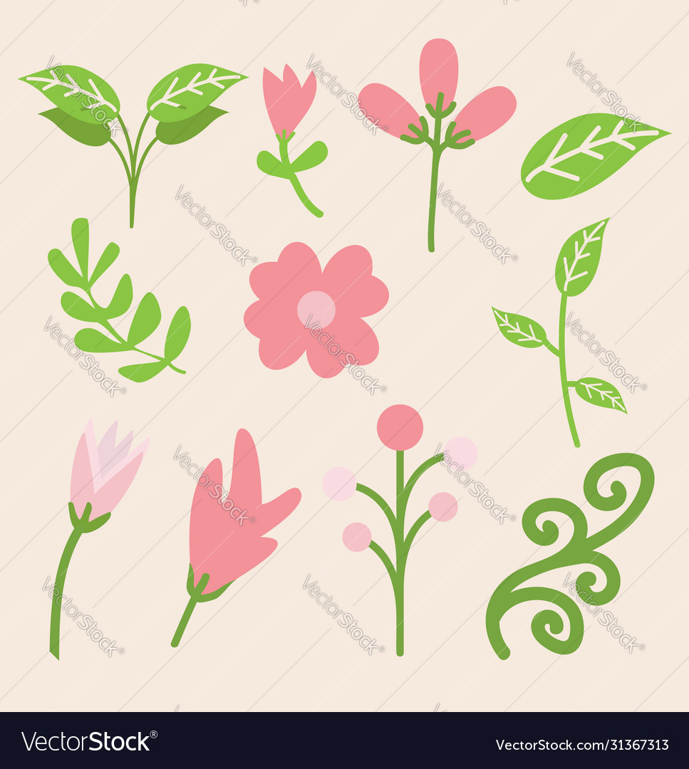 Spring flower elements set