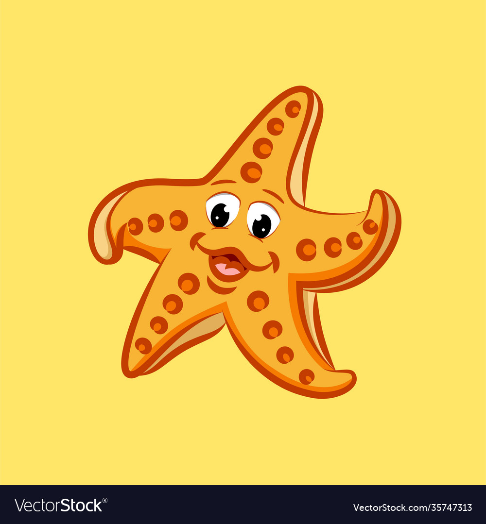 Starfish with body part and happy face Royalty Free Vector