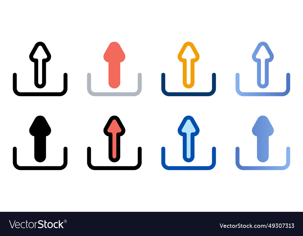 Upload icons in different style vector image Upload icons in different style
