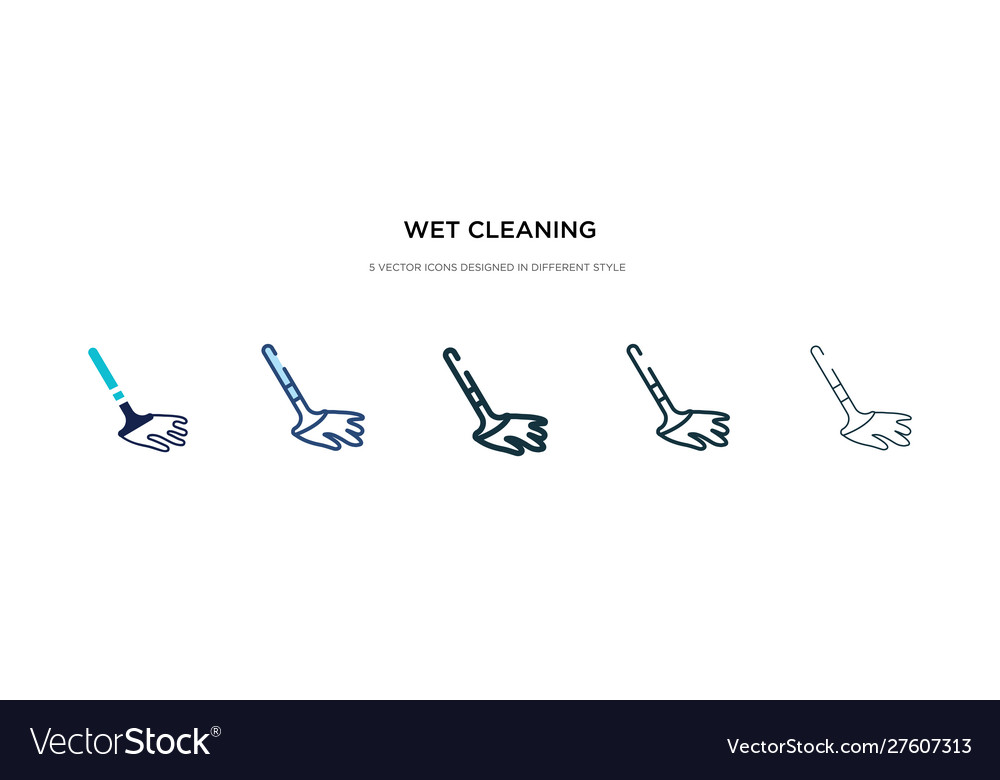 Wet cleaning icon in different style two colored