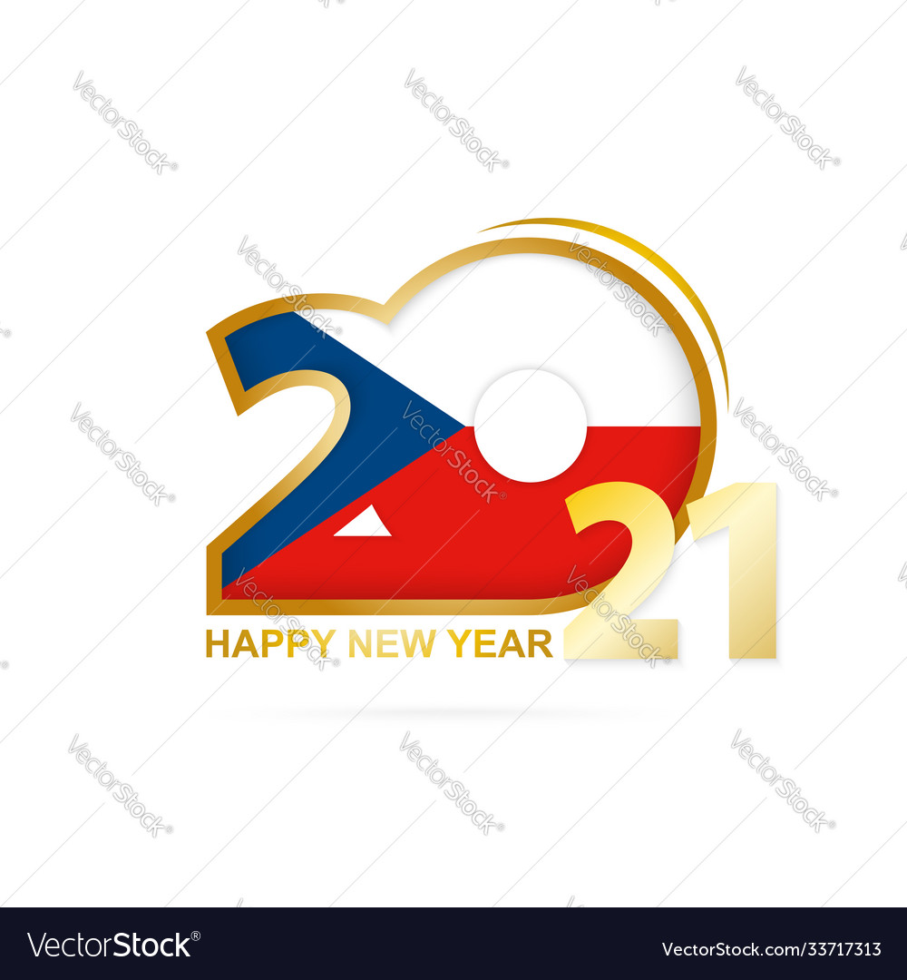 Year 2021 with czech republic flag pattern happy