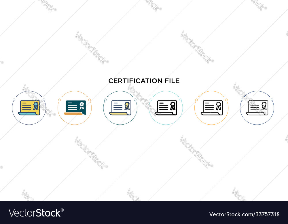 Certification file icon in filled thin line