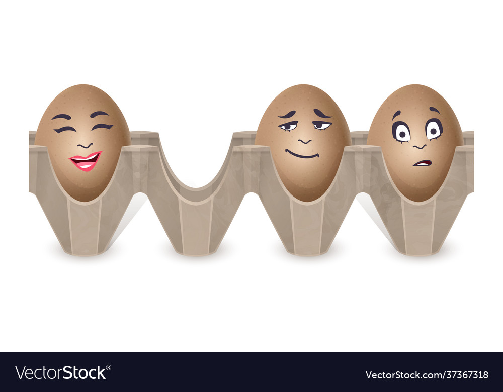 Eggs in a realistic style with different