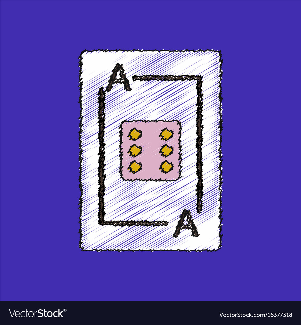 Flat shading style icon dice on playing card
