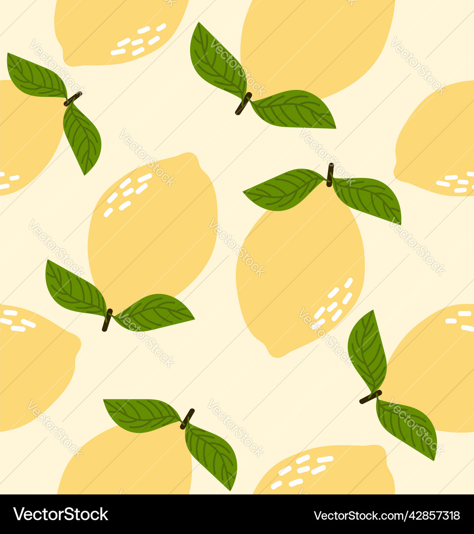 Fresh lemons flat seamless pattern Royalty Free Vector Image
