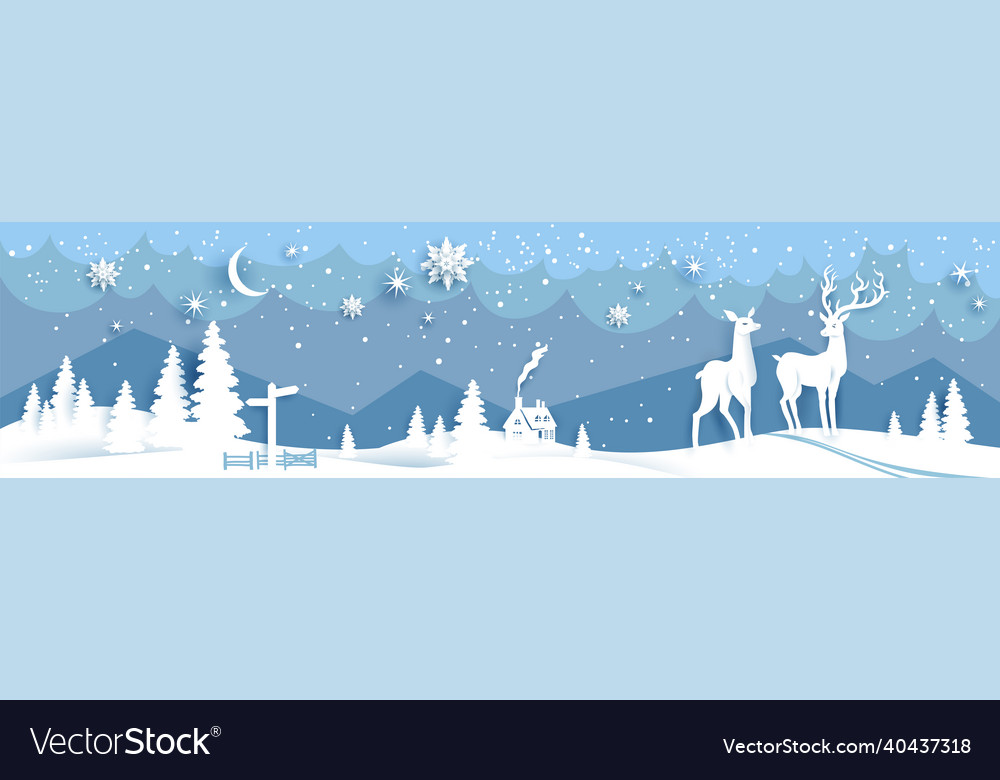 Landscape with deers vector image Landscape with deers