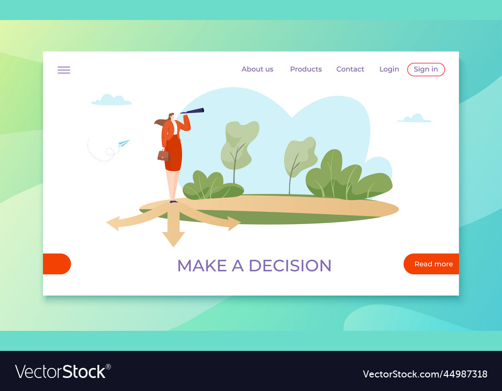 Make business decision web application website vector image Make business decision web application website