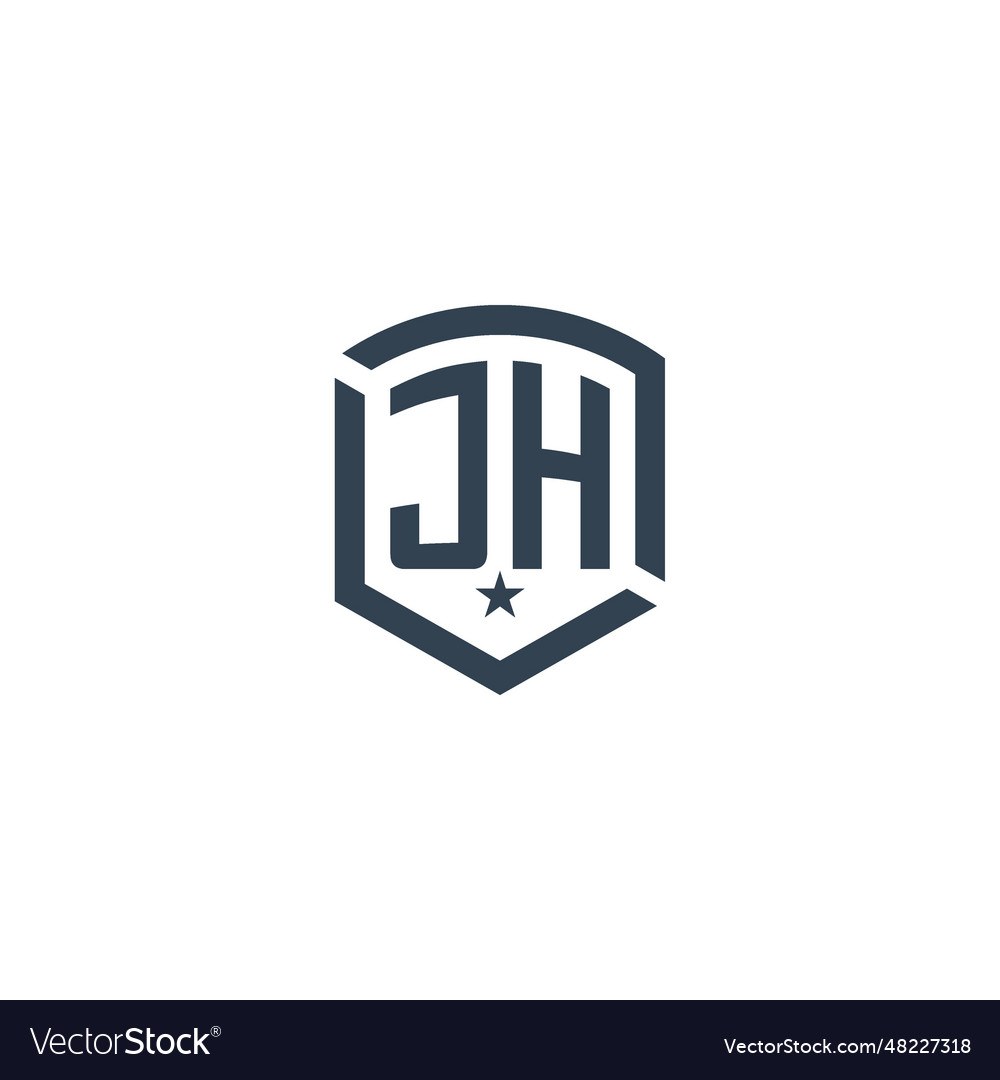 Monogram jh star shield logo design inspiration Vector Image