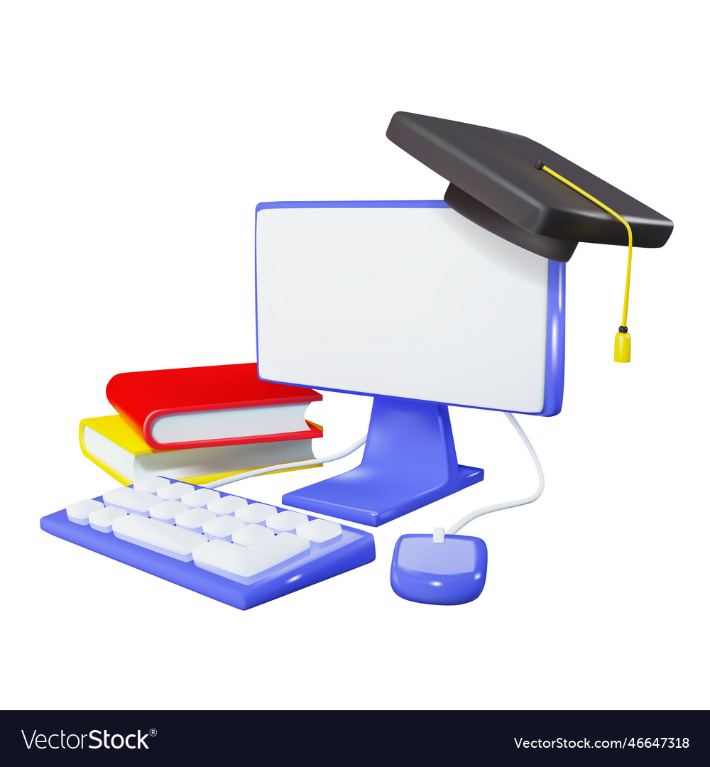 Online learning concept desktop computer vector image Online learning concept desktop computer