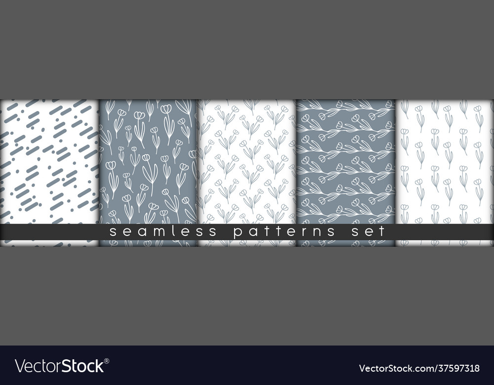 Set combinable seamless patterns botanical