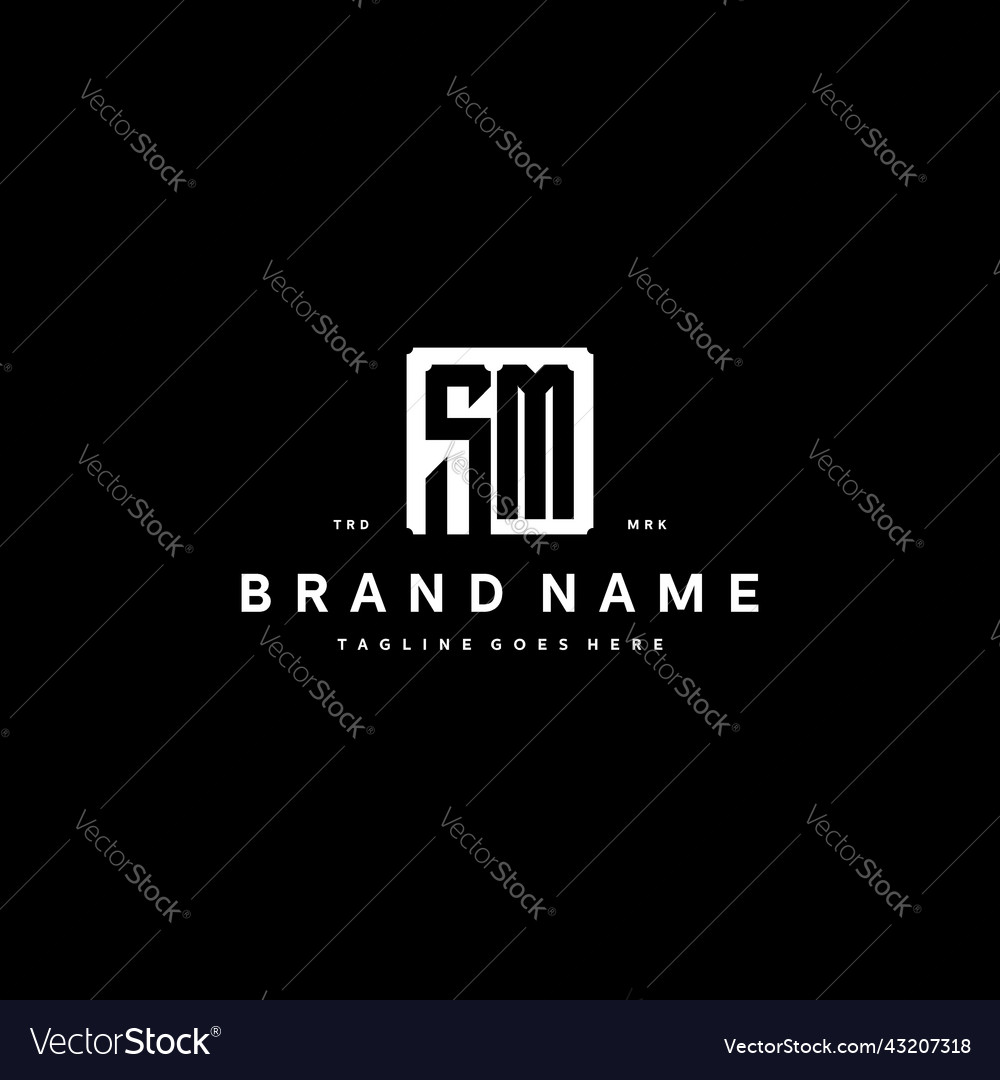 Sm monogram logo design with square rectangular