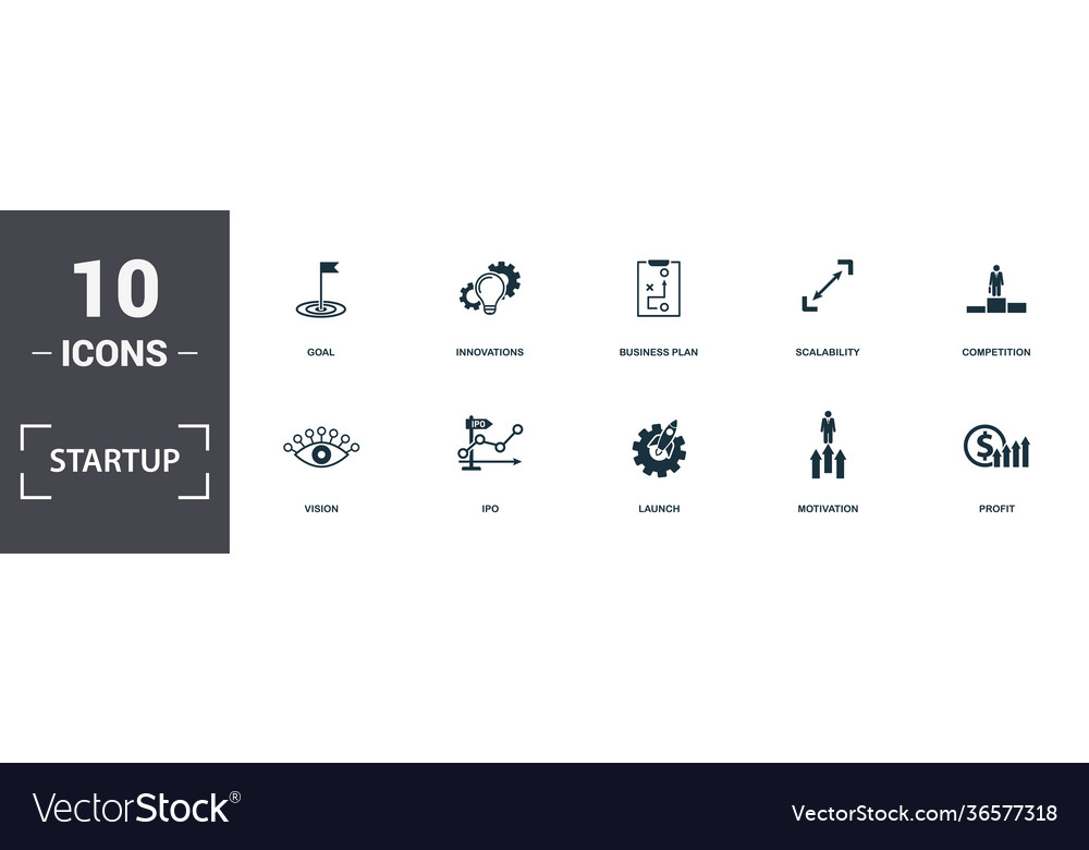 Startup icons set collection includes simple vector image Startup icons set collection includes simple