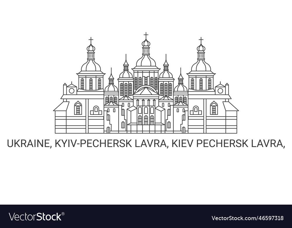 Ukraine kiev pechersk lavra travel landmark vector image Ukraine kiev pechersk lavra travel landmark