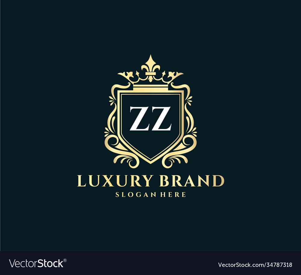 Zz initial letter gold calligraphic feminine Vector Image