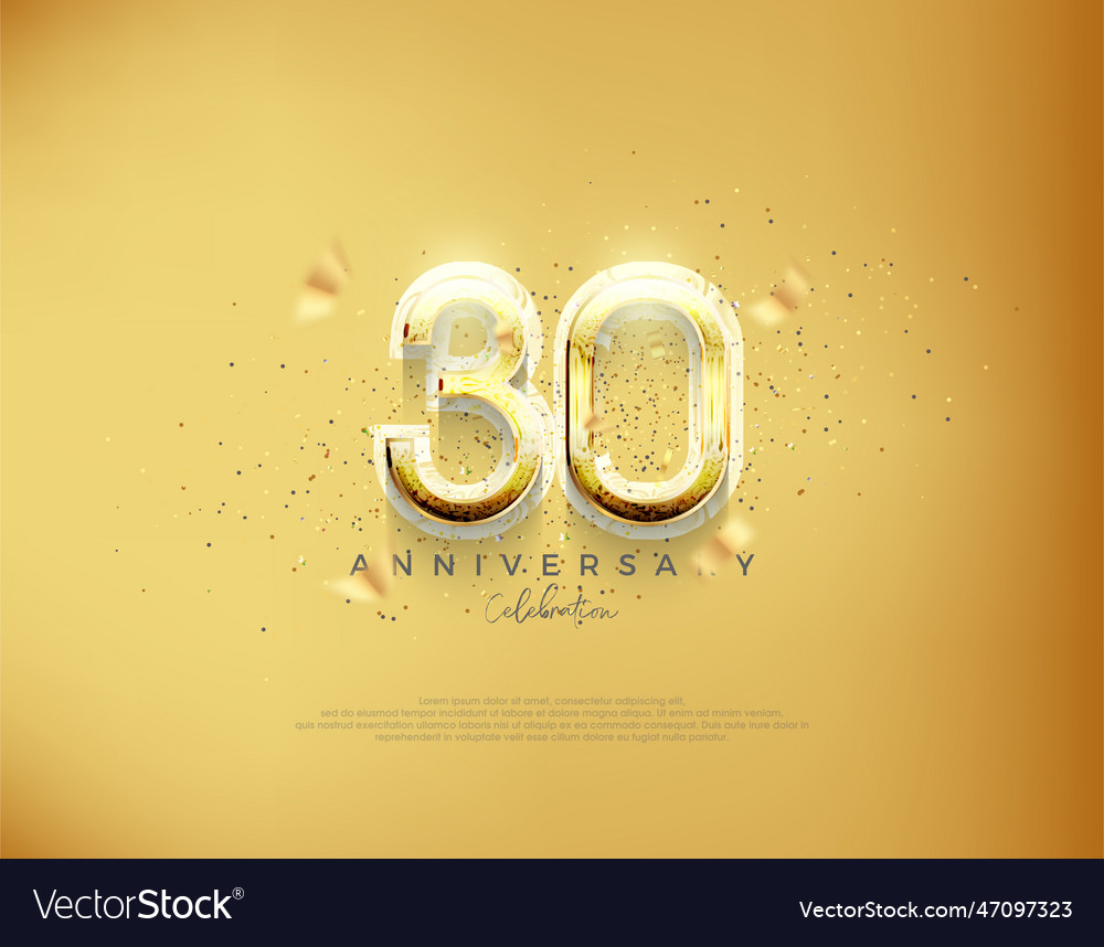 30th anniversary number luxury gold background Vector Image