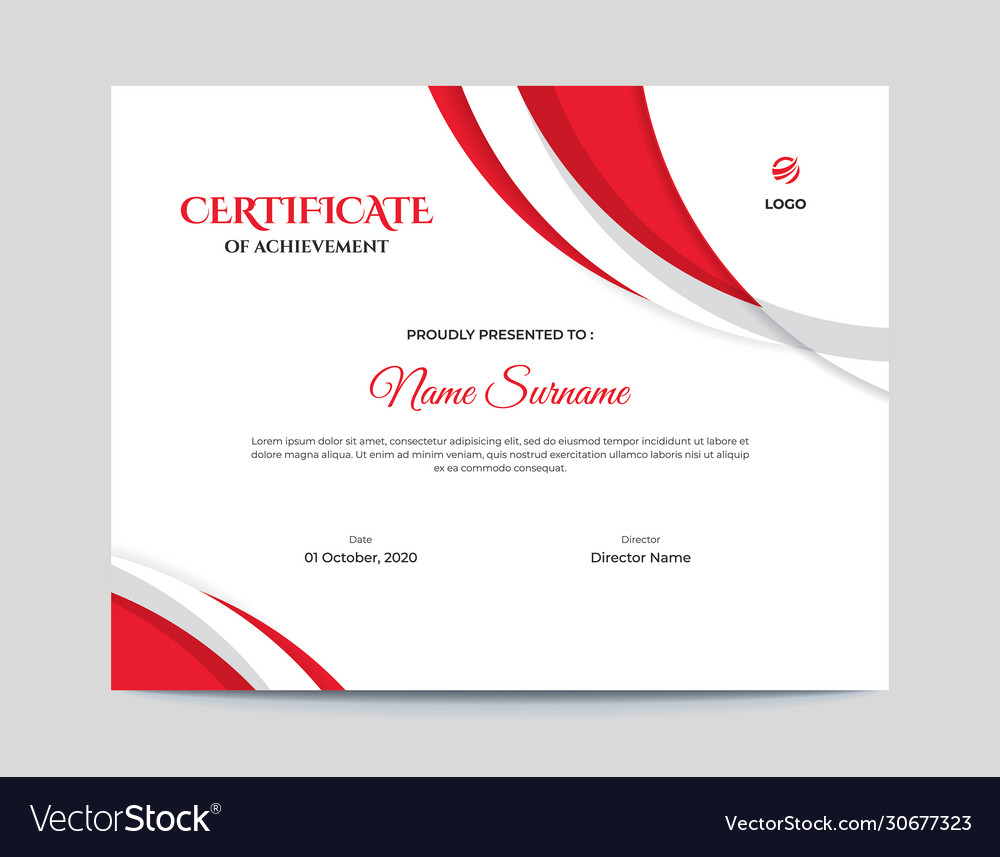 Abstract red shapes certificate design