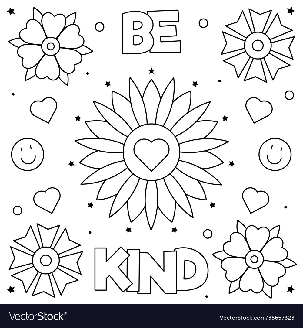 Be kind coloring page of Royalty Free Vector Image