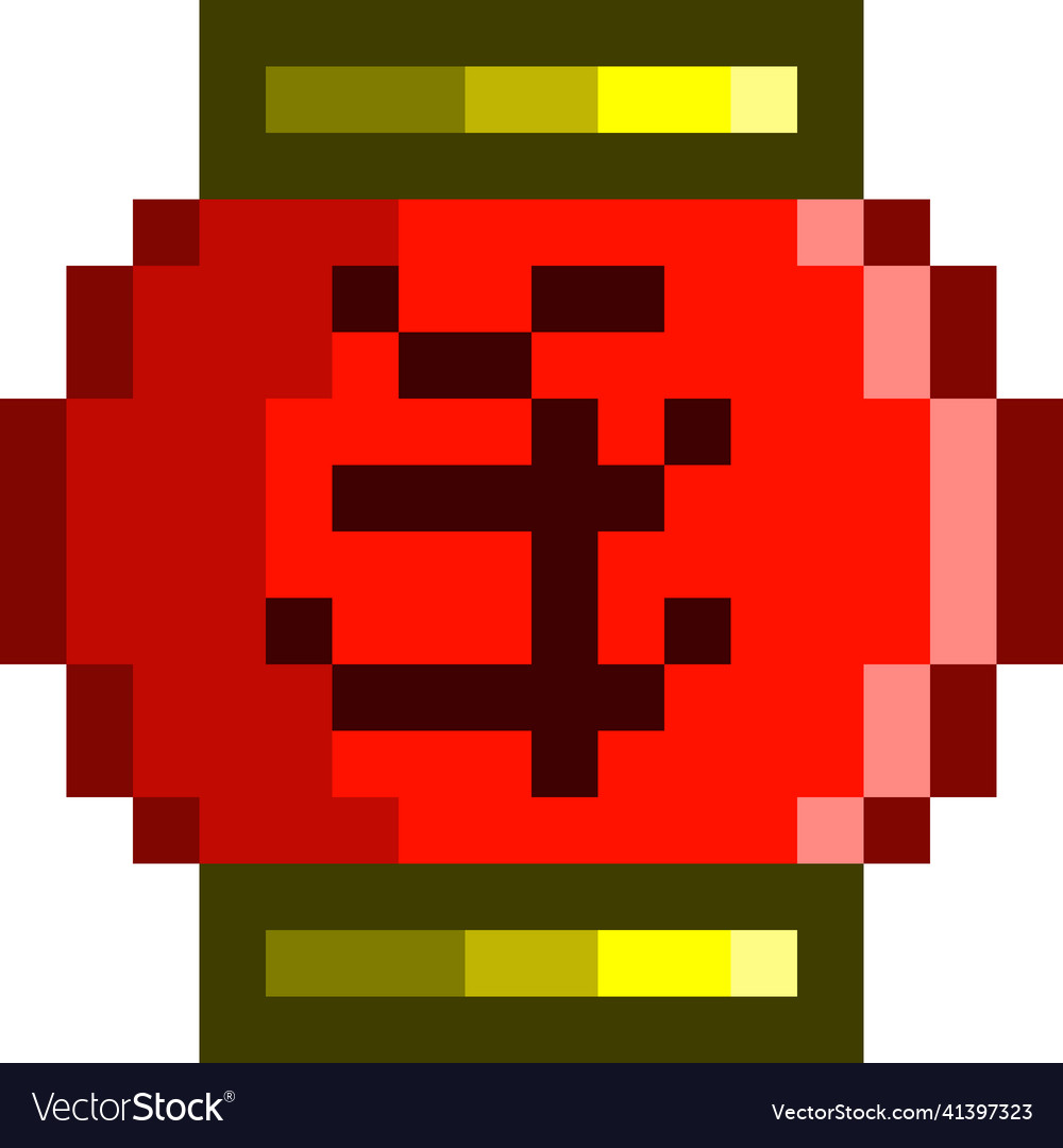 Chinese lantern pixel art asian red light vector image Chinese lantern pixel art asian red light