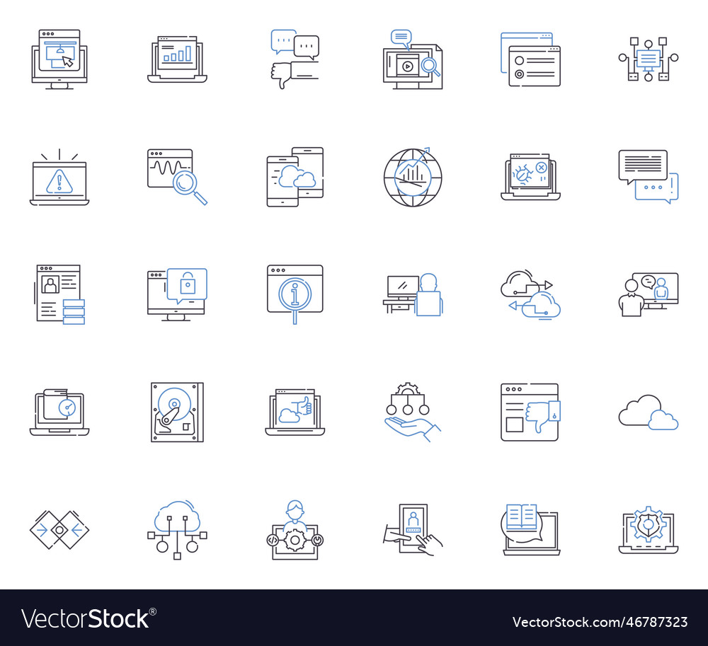 Computational tools line icons collection vector image Computational tools line icons collection