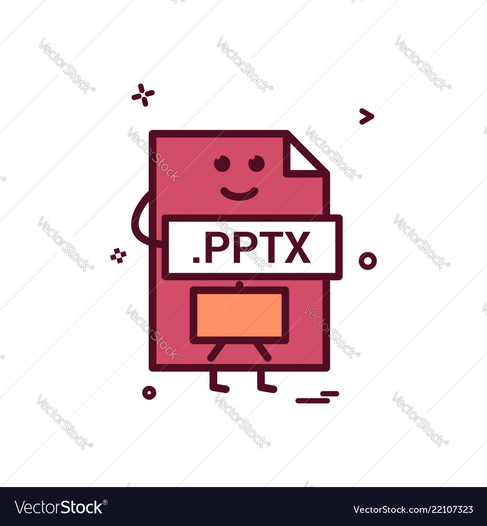 Computer pptx file format type icon design