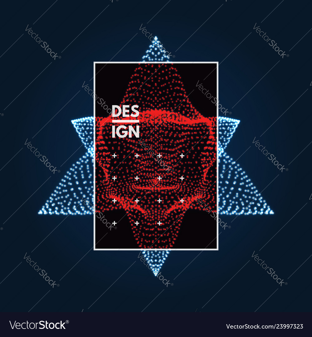 Crystal object with dots molecular grid 3d Vector Image Crystal object with dots molecular grid 3d