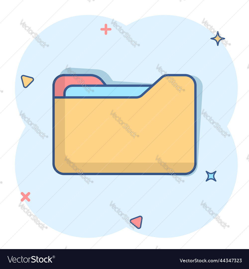 File folder icon in comic style documents archive Vector Image