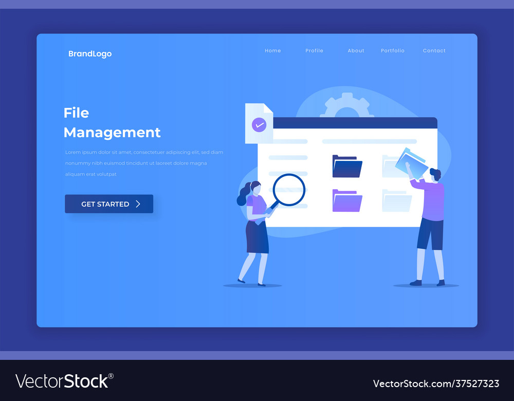 File management landing page concept