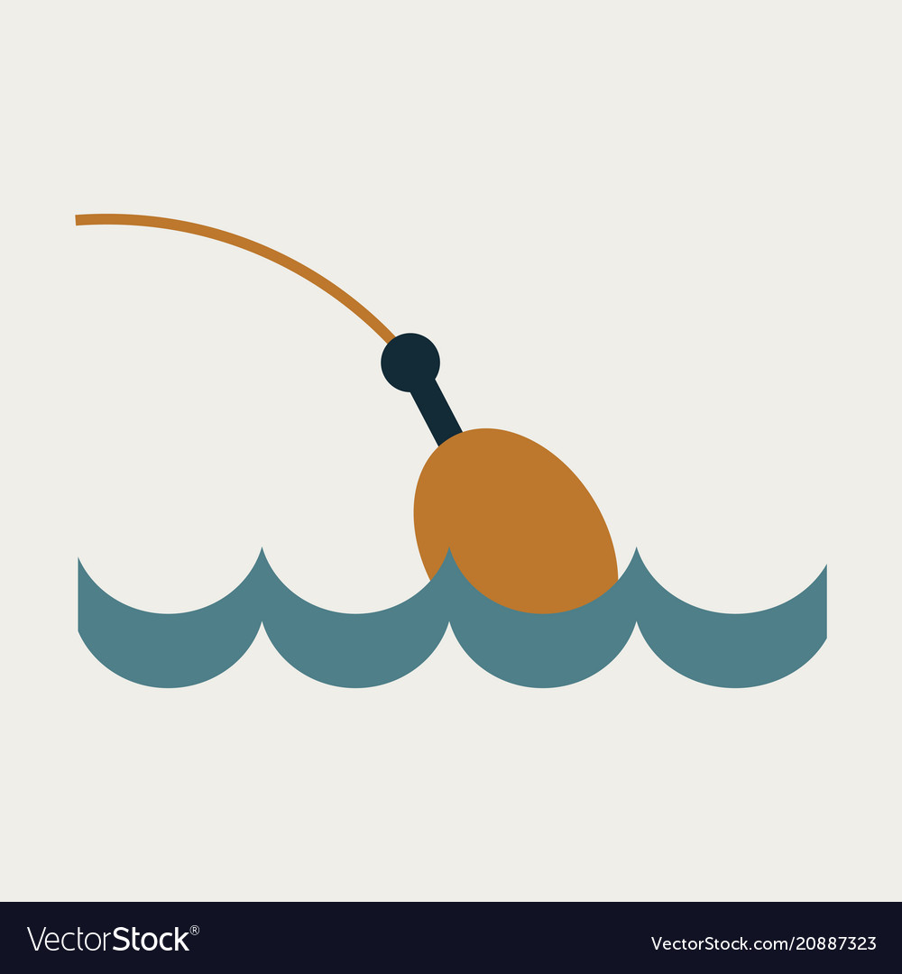 Fishing float flat icon with color background