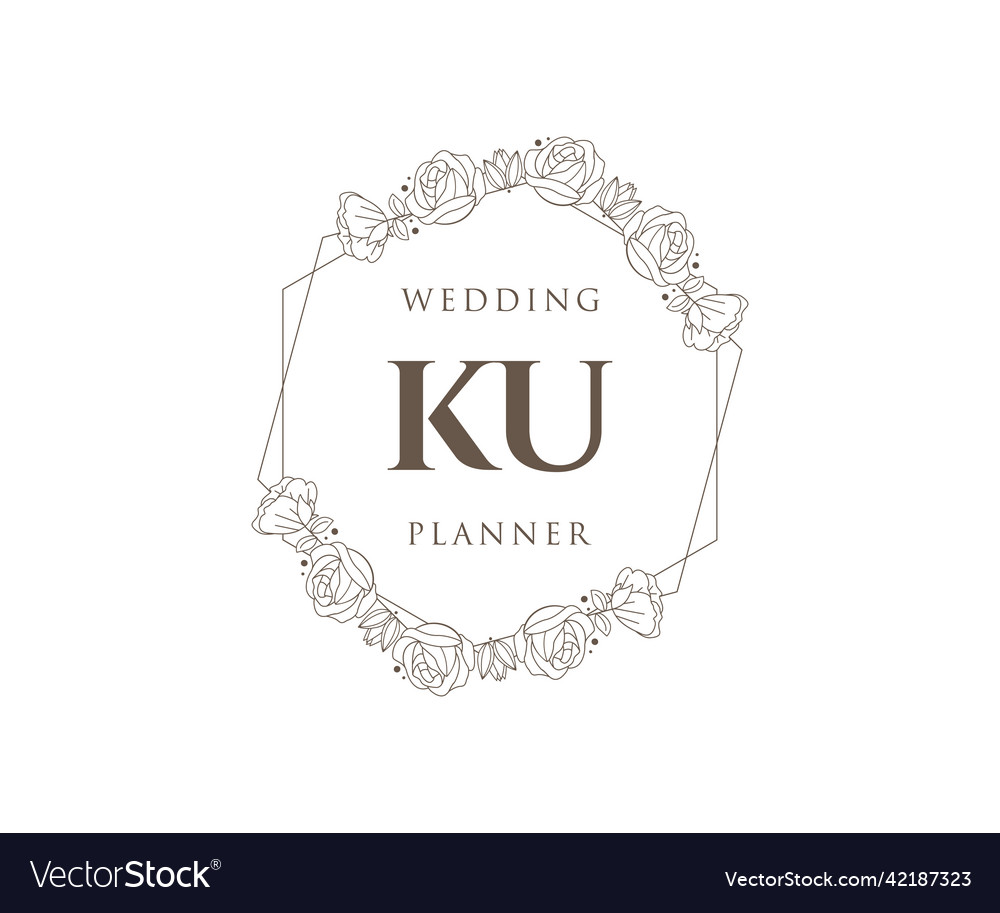 Ku initials letter wedding monogram logos Vector Image