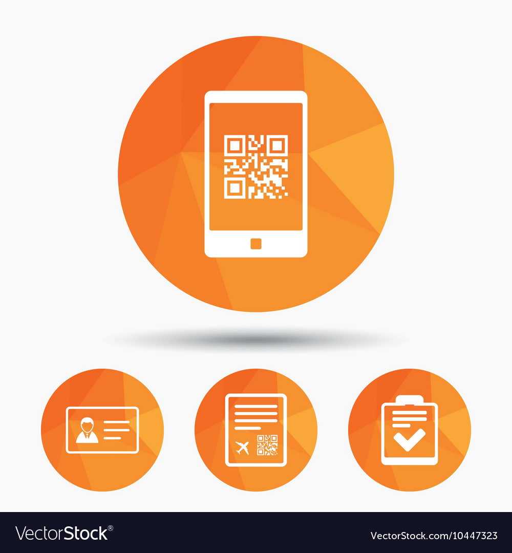 Qr scan code icon boarding pass flight sign