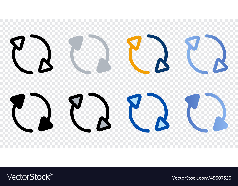 Refresh icons in different style vector image Refresh icons in different style