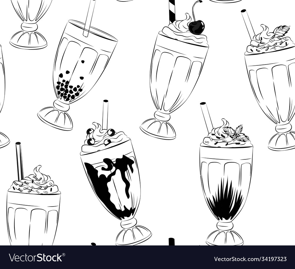 Seamless pattern sweet tasty milkshakes