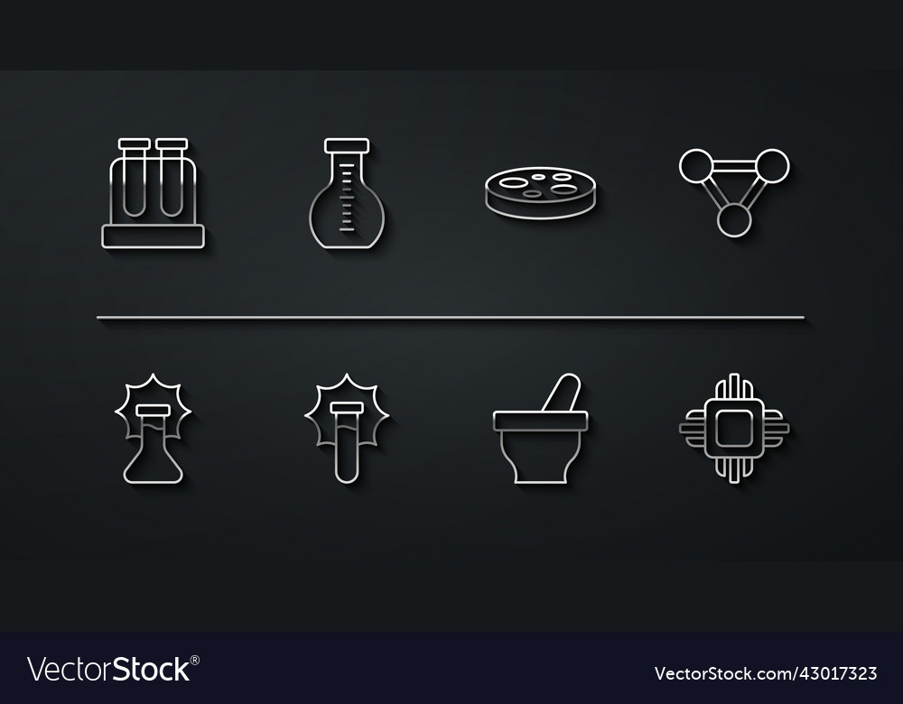 Set line test tube explosion in the flask vector image Set line test tube explosion in the flask
