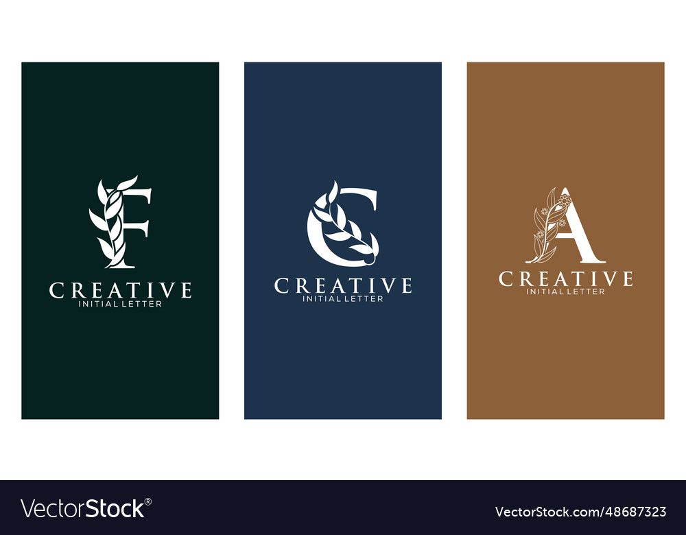 Set of botanical minimalistic initial letter f c Vector Image Set of botanical minimalistic initial letter f c