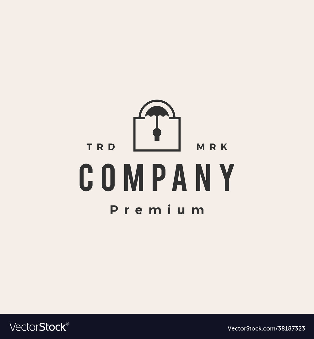 Umbrella padlock security hipster vintage logo