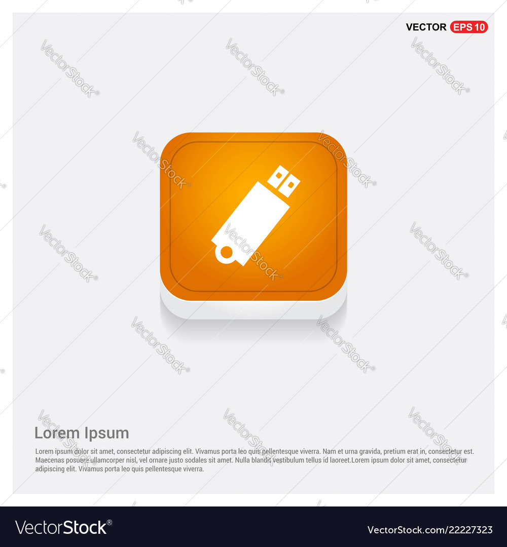 Usb icon orange abstract web button Vector Image Usb icon orange abstract web button