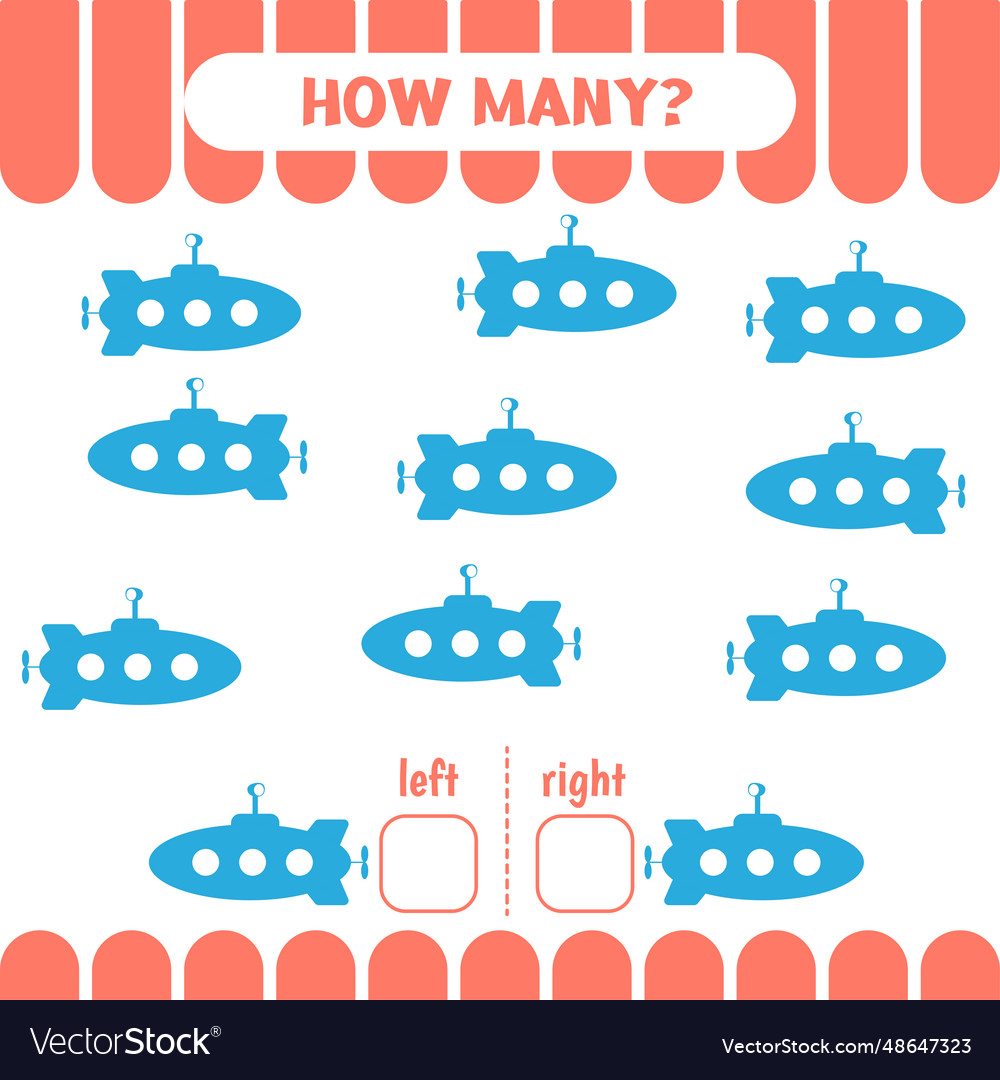Worksheet for kids to learn left and right count
