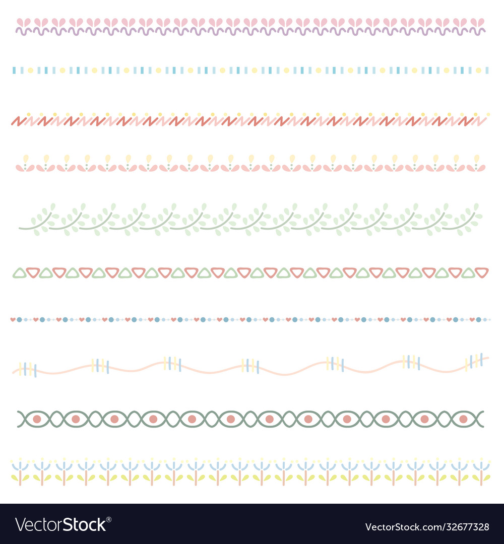 Beautiful line border set and scribble design vector image Beautiful line border set and scribble design