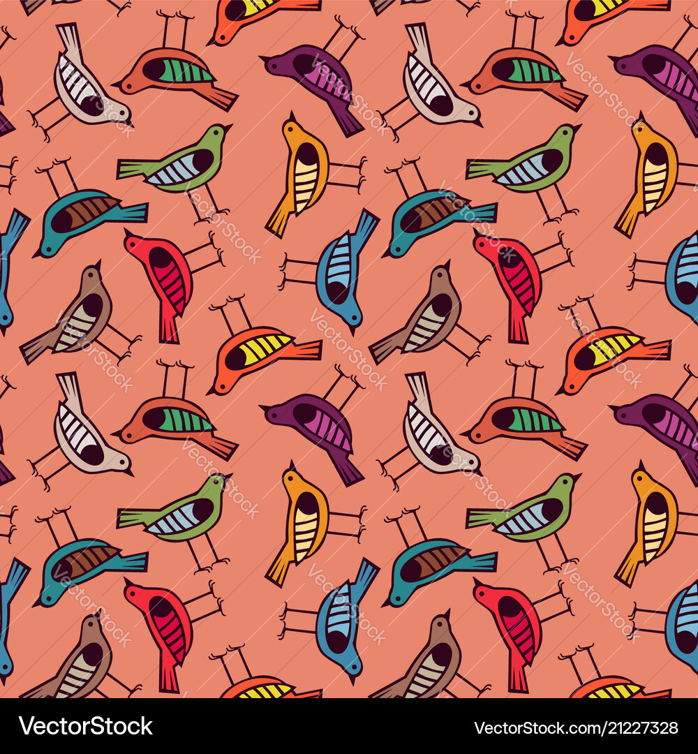 Bird hand drawn pattern background Royalty Free Vector Image