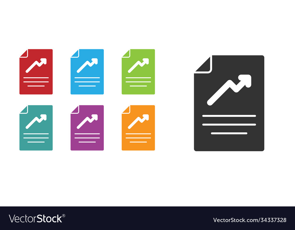 Black document with graph chart icon isolated
