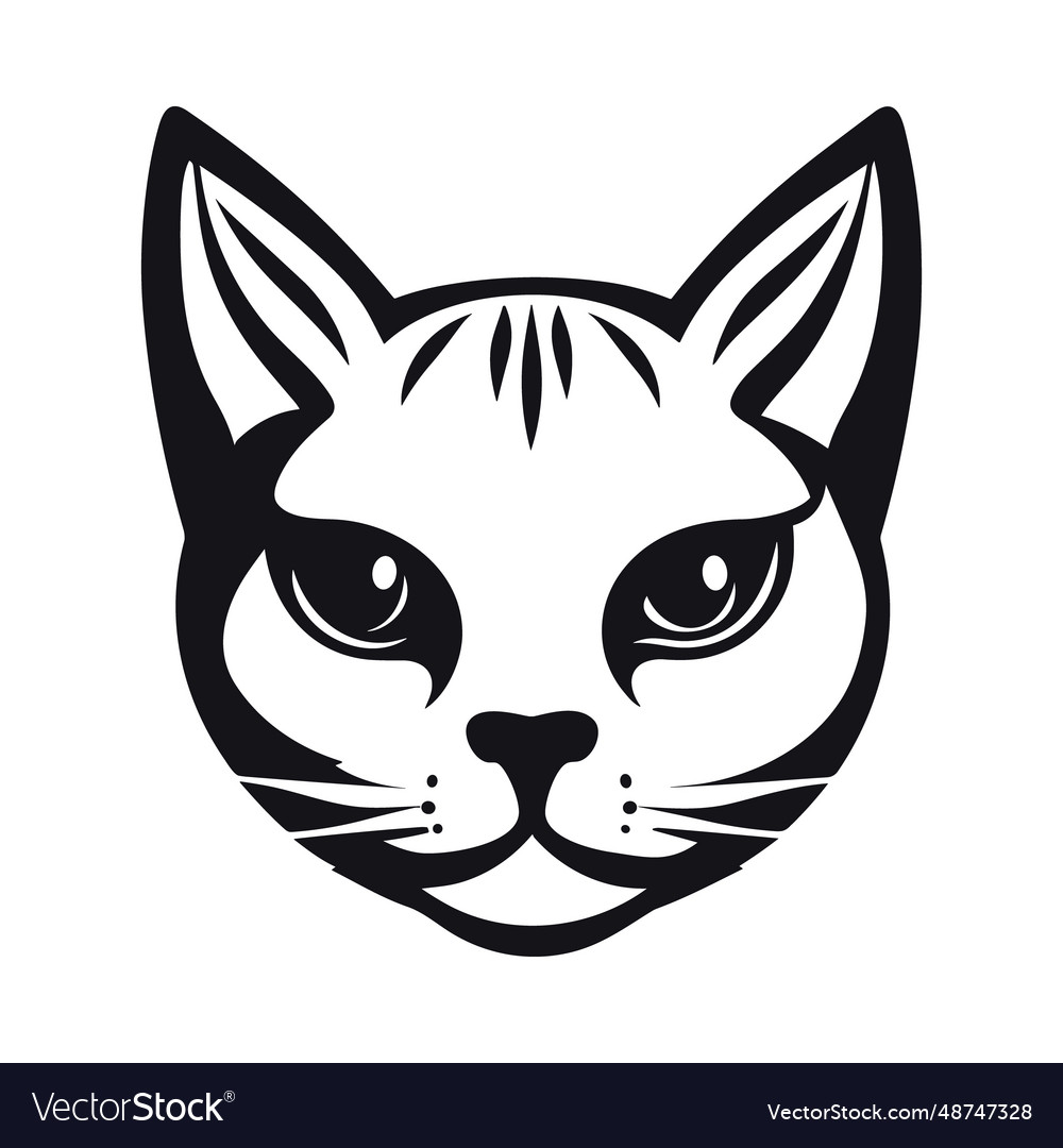 Cat face icon happy kitty head silhouette