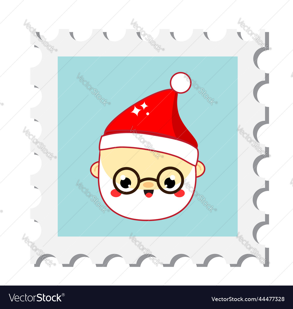 Christmas postal stamp with santa claus face new