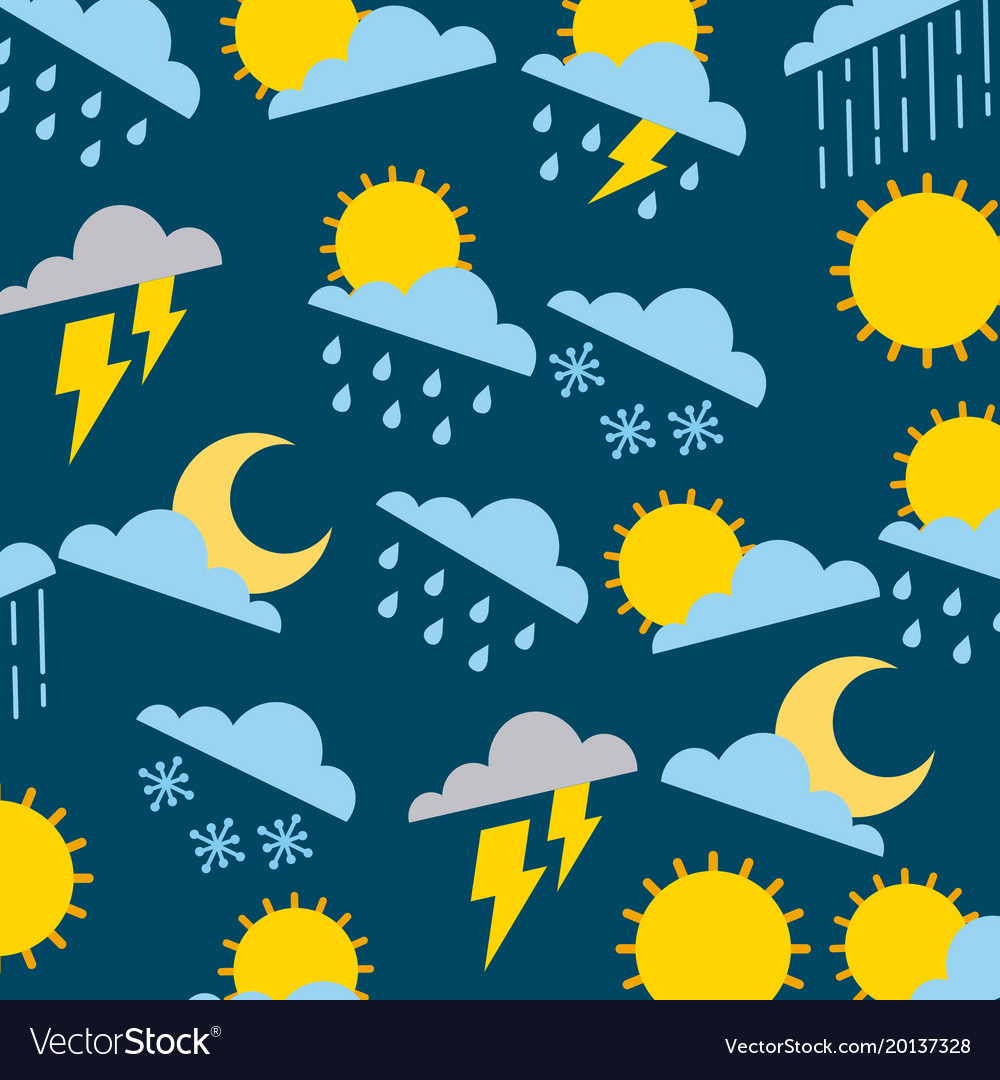 Climate sun cloud rain thunderbolt winter snow Vector Image