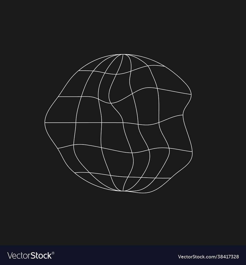 Digital retro cyber planet design element vector image Digital retro cyber planet design element
