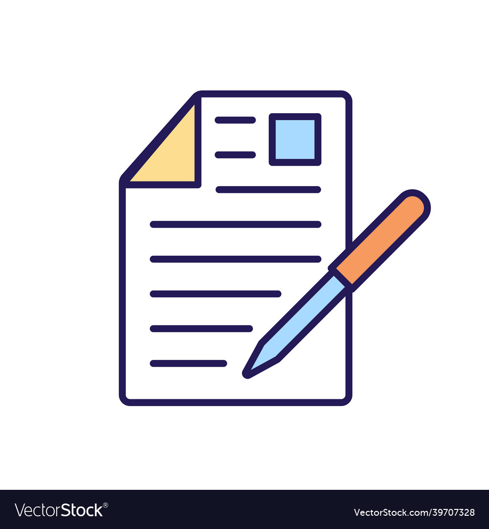 Document signing rgb color icon vector image Document signing rgb color icon