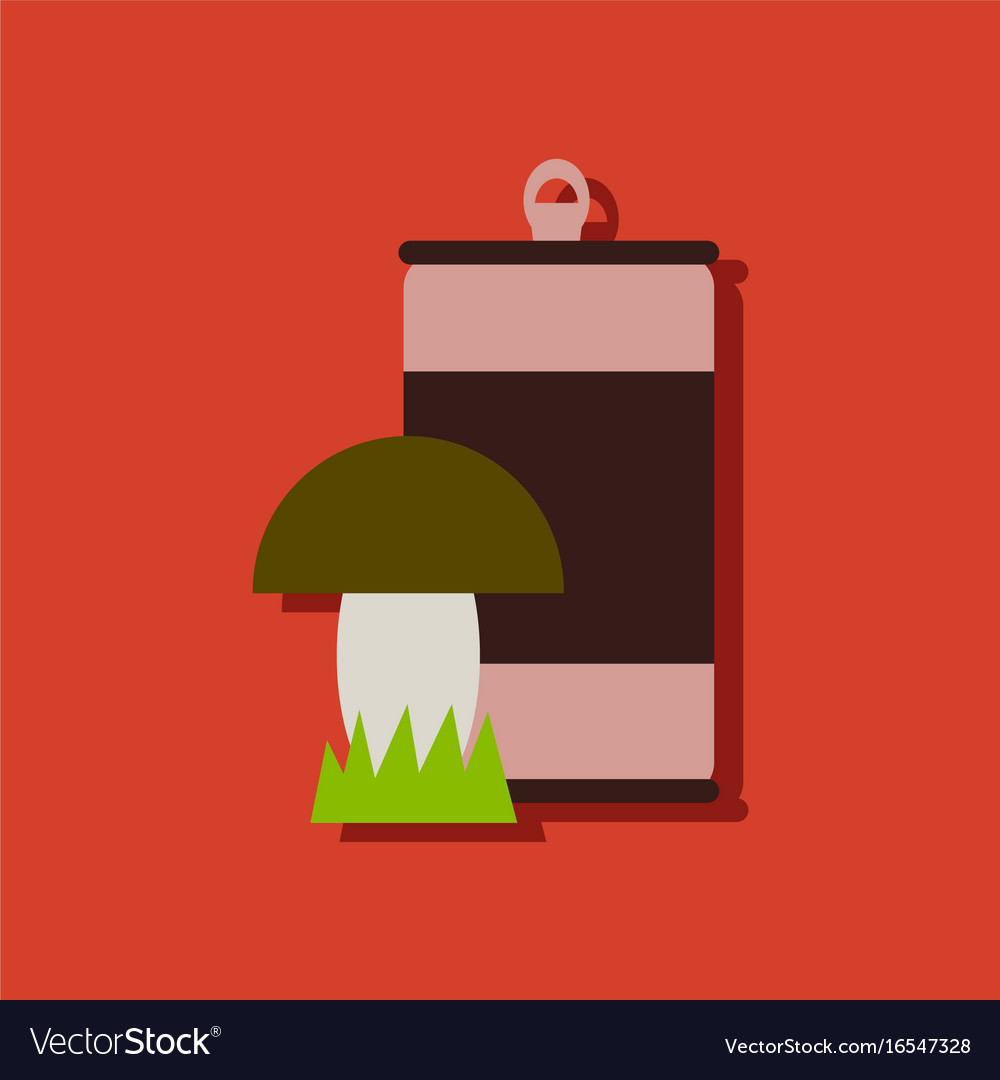 Flat icon design collection canned and mushroom