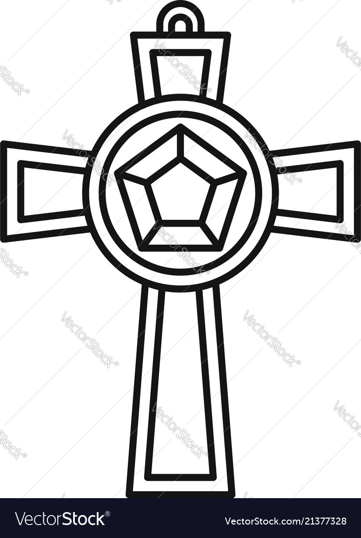 Gemstone cross icon outline style Royalty Free Vector Image